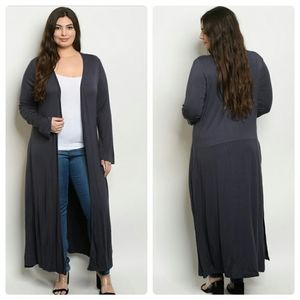 Annabelle long sleeved maxi cardigan dark slate blue XL